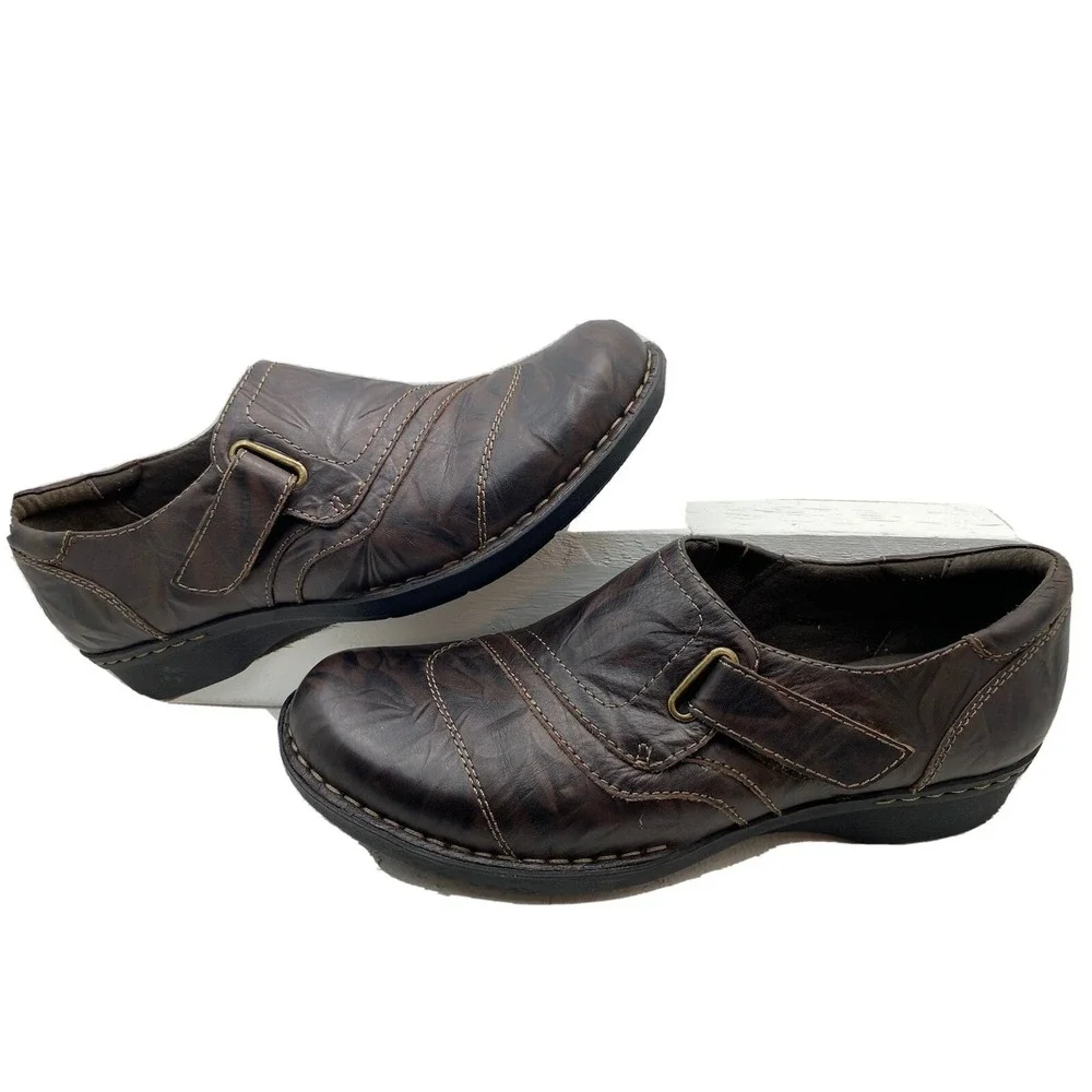 Clarks Bendables Loafers Brown Embossed Leather Flats Womens 10 M 26068747